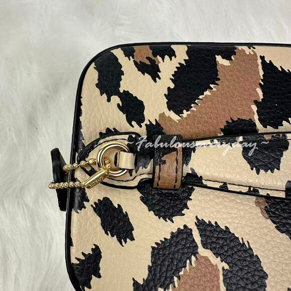 Coach Cosmetic Case With Leopard Print In Leather/Gold/Leopard Multi CCF43 NWT - Picture 7 of 8